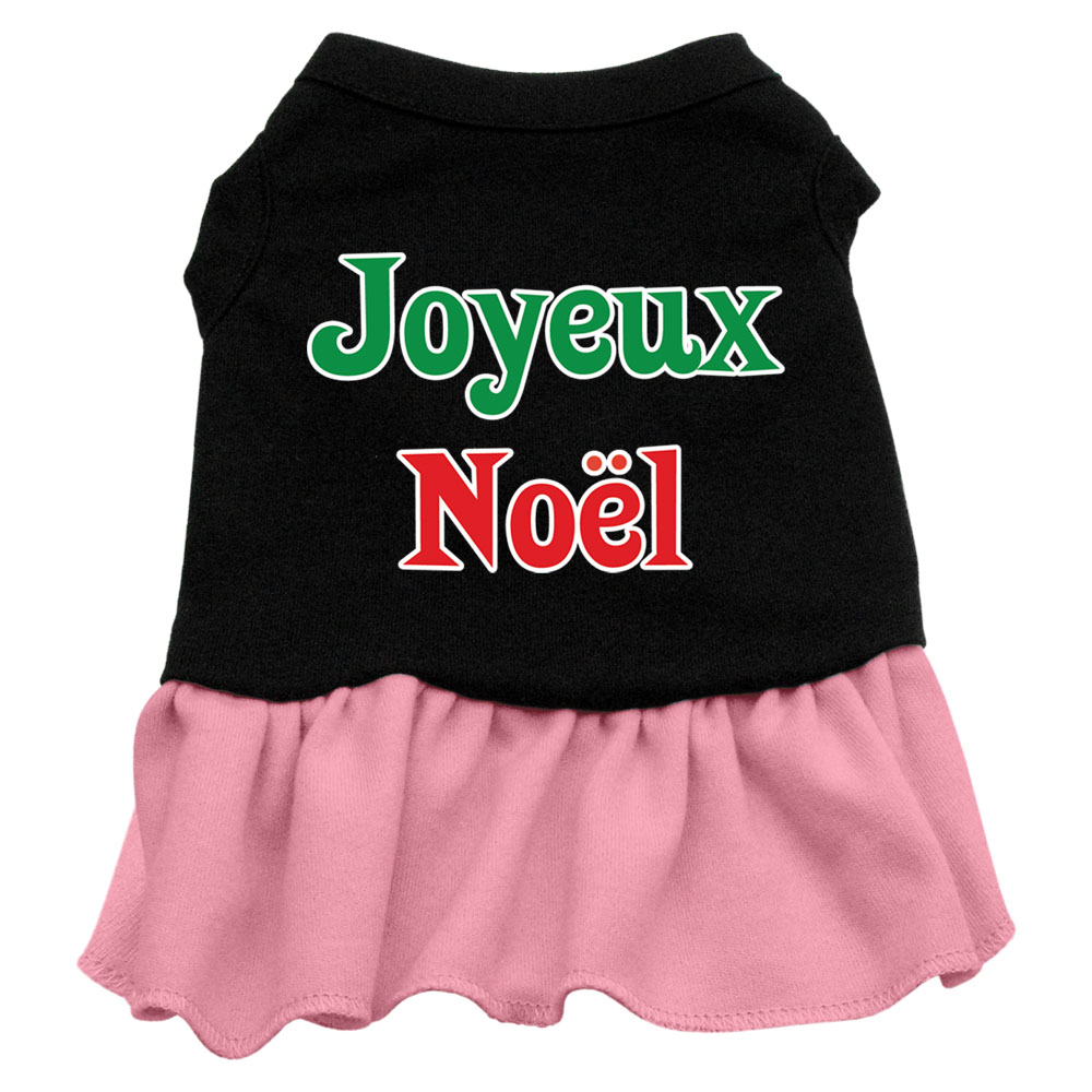 Joyeux Noel Screen Print Dress Black with Pink Sm
